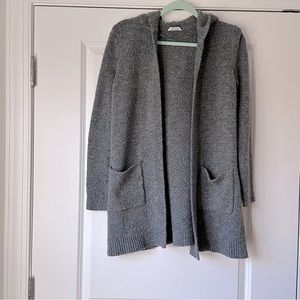 LOFT Lounge long hooded sweater with pockets, Gray, XS - Small, Soft & Cozy